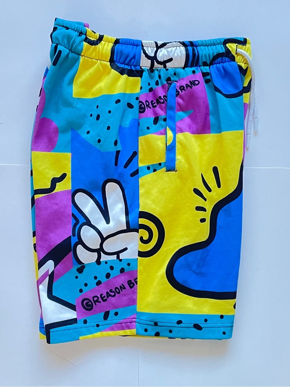 90s MTV Inspired - Reason Bright Multi-Colorblock Drawstring Shorts